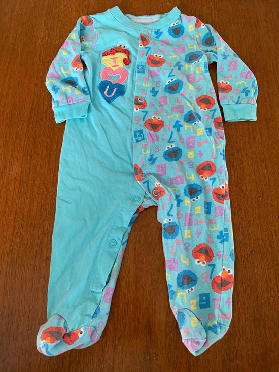 Sesame Street Other - 🫐3/$30 Vintage Sesame Street Light Blue Elmo & Cookie Monster Footed One-Piece